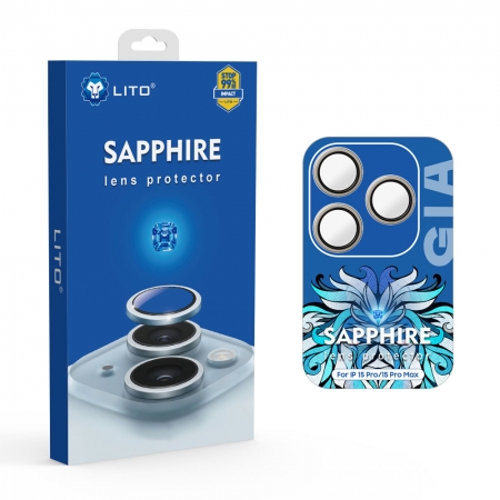 واقي عدسة الكاميرا Lito S+ Sapphire مع أداة تثبيت سهلة لسلسلة iPhone 15 