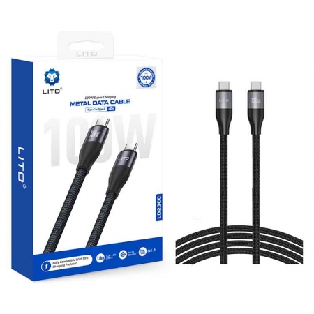 كابل LITO LD23 6A 100W سريع الشحن من النوع C معدني 