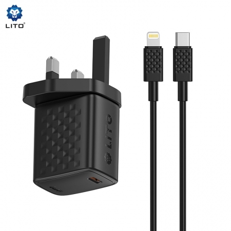 شاحن LITO LC14 GaN سريع بقدرة 20 واط بتقنية PD مع منفذ USB-C وقابس بريطاني 