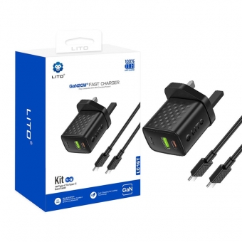 أفضل شاحن سريع LITO LC16 GaN بقدرة 20 واط مع منفذ USB-C و USB-A للبيع