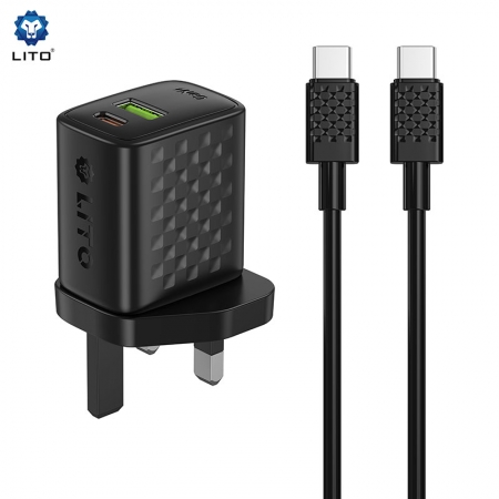 شاحن سريع LITO LC16 GaN بقدرة 20 واط مع منفذ USB-C و USB-A 