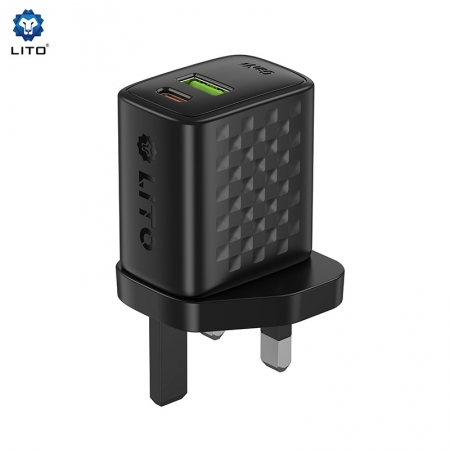 شاحن سريع LITO LC16 GaN بقدرة 20 واط مع منفذ USB-C و USB-A 
