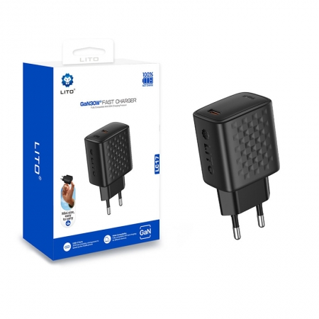 شاحن سريع LITO LC17 GaN بقدرة 30 واط مع منفذ USB-C 