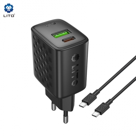 شاحن هاتف ومحول طاقة USB-C بقدرة 30 واط بتقنية GaN من LITO LC19 