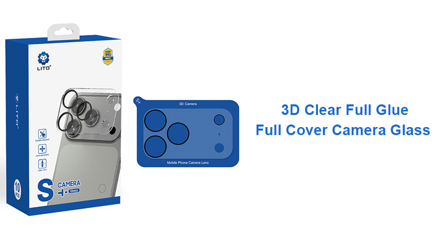 زجاج كاميرا Lito ثلاثي الأبعاد شفاف بالكامل مع غراء كامل