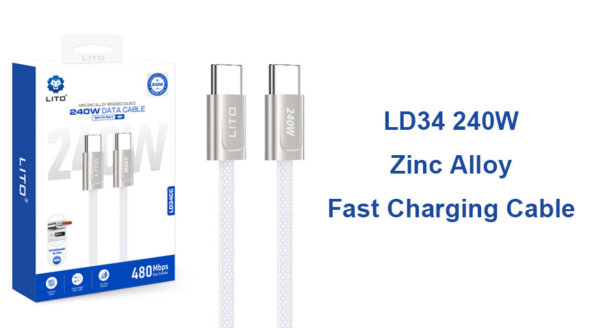كابل الشحن السريع LITO LD34 240W Fast Charing Cable يشحن اللابتوب والتابلت والهاتف الخاص بك