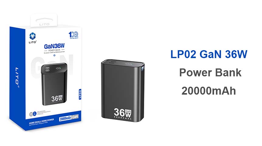 بنك الطاقة LITO LP02 20000mAh GAN 36W للشحن السريع