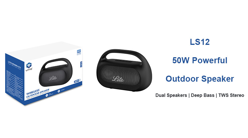 مكبر صوت لاسلكي خارجي Lito LS12 بقوة 50 واط، صوت قوي لكل حفلة خارجية