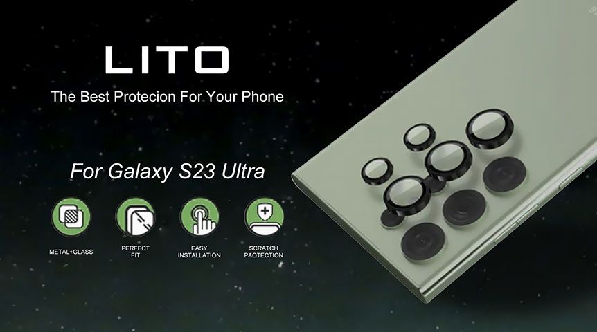 Lito S + واقي عدسة الكاميرا المعدنية لهاتف Samsung Galaxy S23 Ultra مع مجموعة تثبيت سهلة