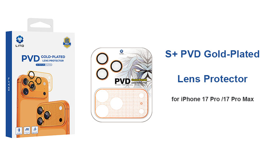 واقي عدسة مطلي بالذهب بتقنية PVD من Lito S+ لهاتف iPhone 17 Pro Max